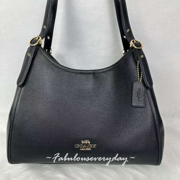 Coach Erin Shoulder Bag In Leather/Gold/Black CAQ86 NWT - Picture 2 of 11
